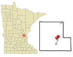 Isanti County Minnesota Incorporated and Unincorporated areas Cambridge Highlighted